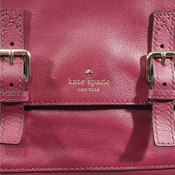 KATE SPADE! RICH BURGUNDY RED GENUINE LEATHER HANDBAG, SHOULDER BAG, PURSE! - Picture 4 of 13